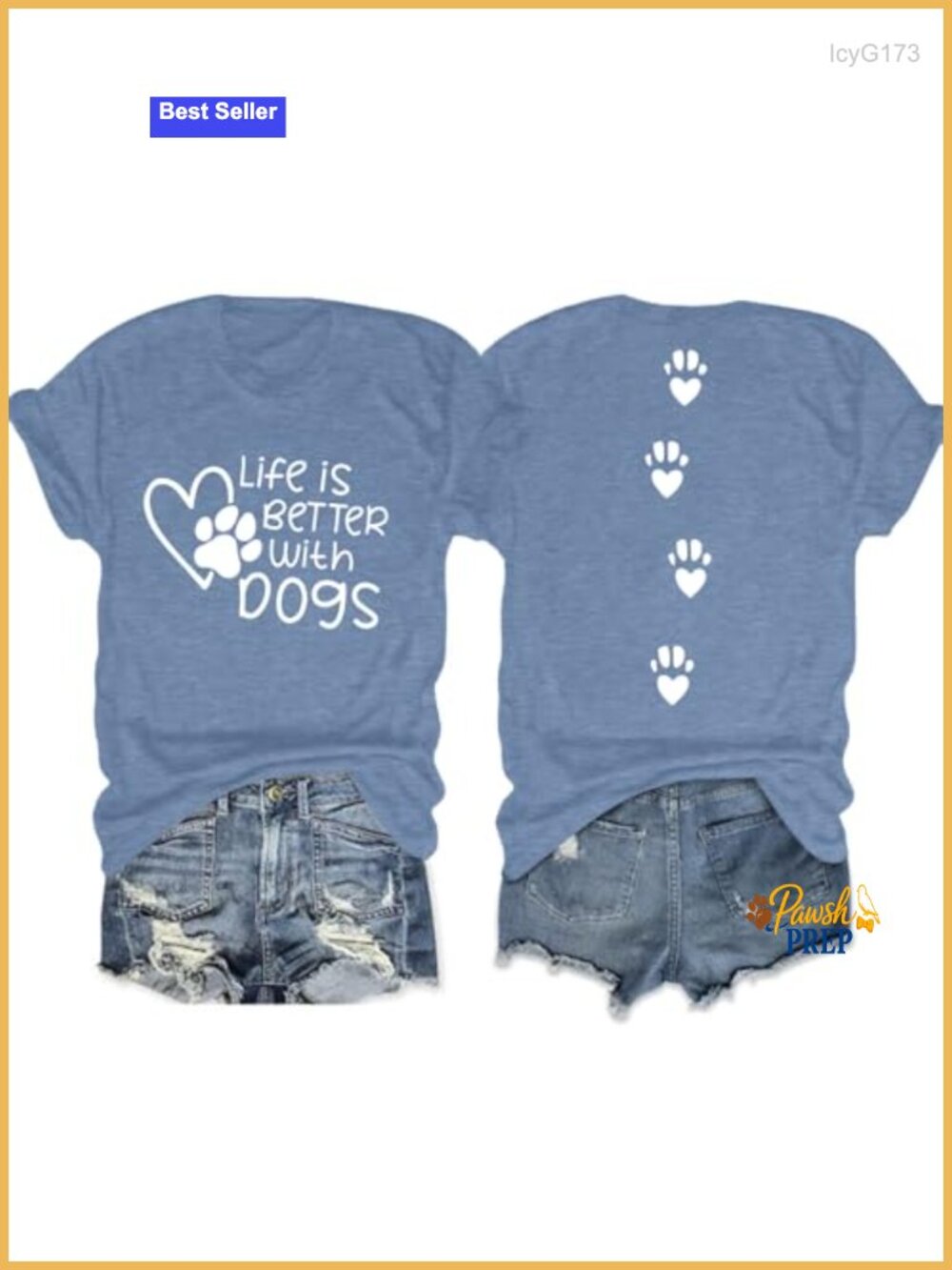 Dog Mom T-Shirt Women's Short Sleeve Graphic Tee Paw Print Heart